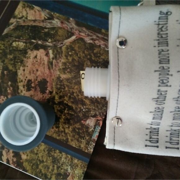 Stealth Beige Portable Spout Pouch Textile Water Bag with Hemingway Note Printed - Picture 3 of 4